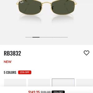 Ray-Ban Gold Frame Sunglasses with Dark Green Lenses